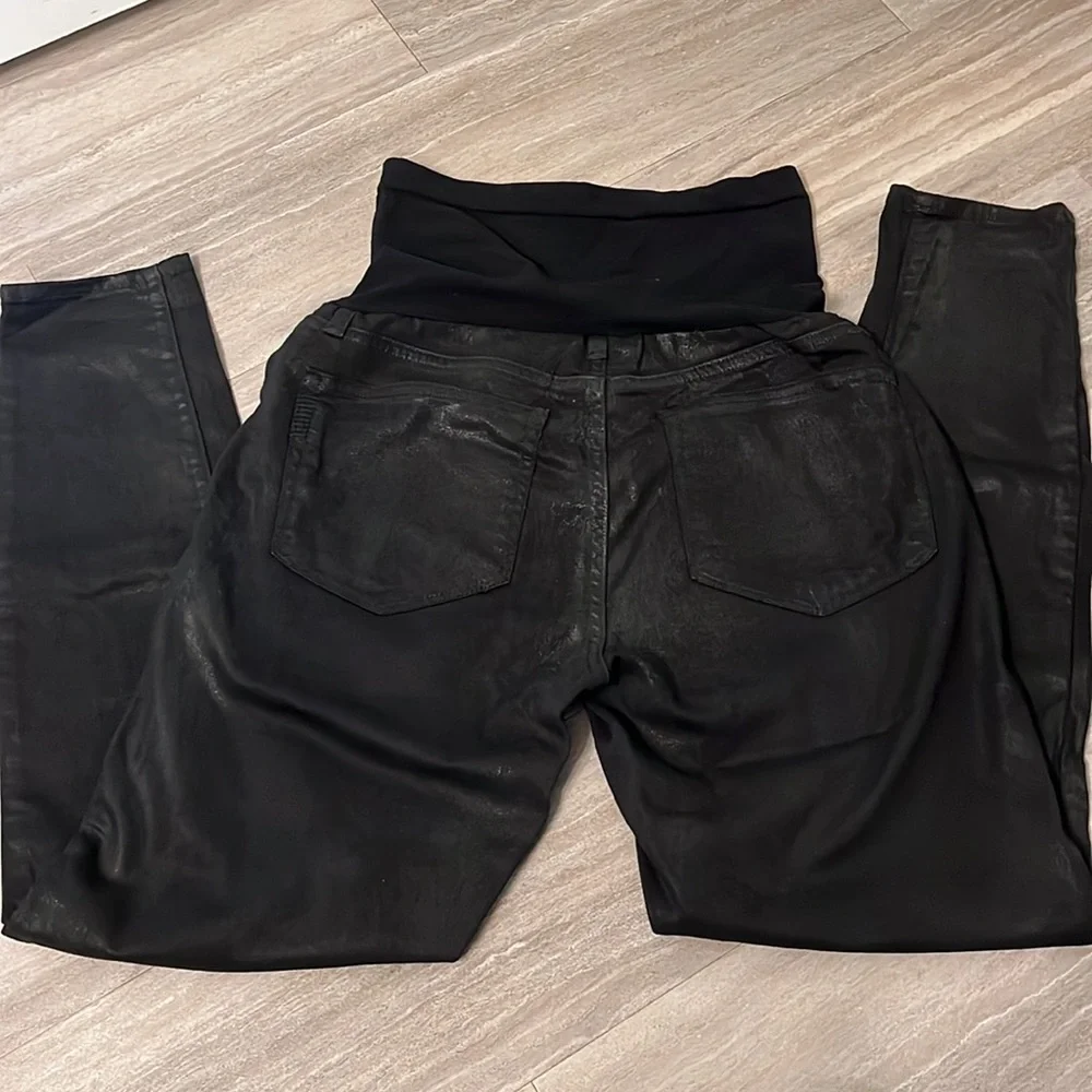 Paige Vertugo Ankle Maternity Coated Black Jeans